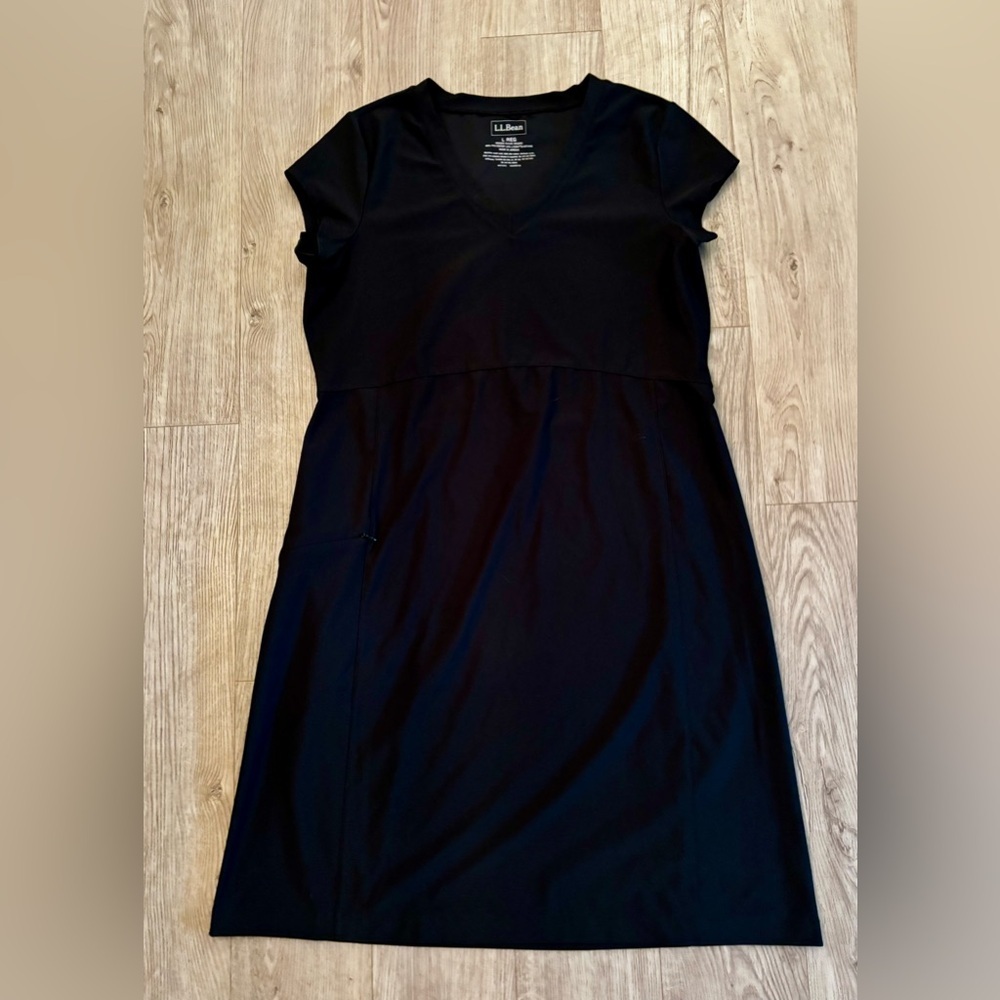 L.L. Bean Black Midi Dress - large - performance material.